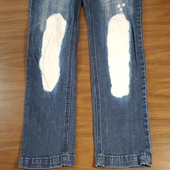 Allen B by Allen Schwartz Bleach Dye Crystal Embellishments Destroyed Jeans Sz 8 - Picture 6 of 12